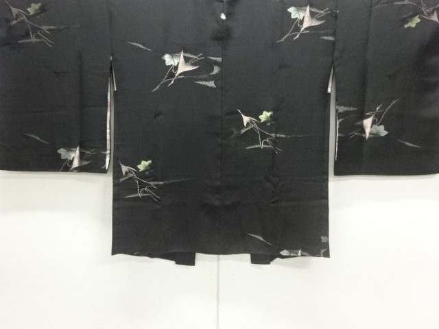 JAPANESE HAORI COAT / WOVEN CRANE & MAPLE / ONE CREST 